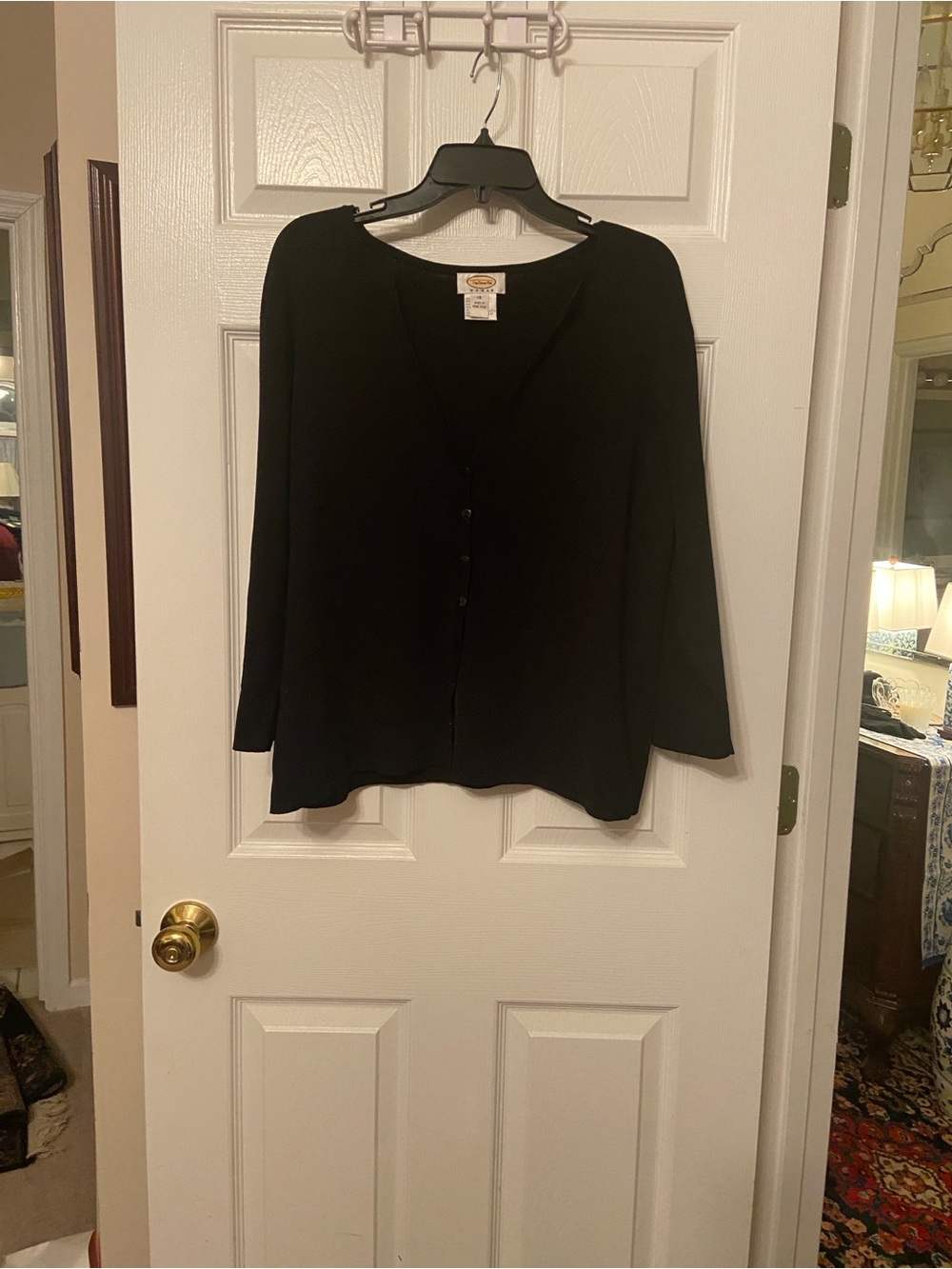 Talbots Black Button-Front V-Neck Blouse